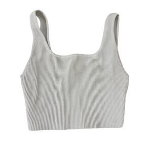 Aritzia Babaton White Ribbed Cropped Tank‎ Top Small Sleeveless Knit Basic